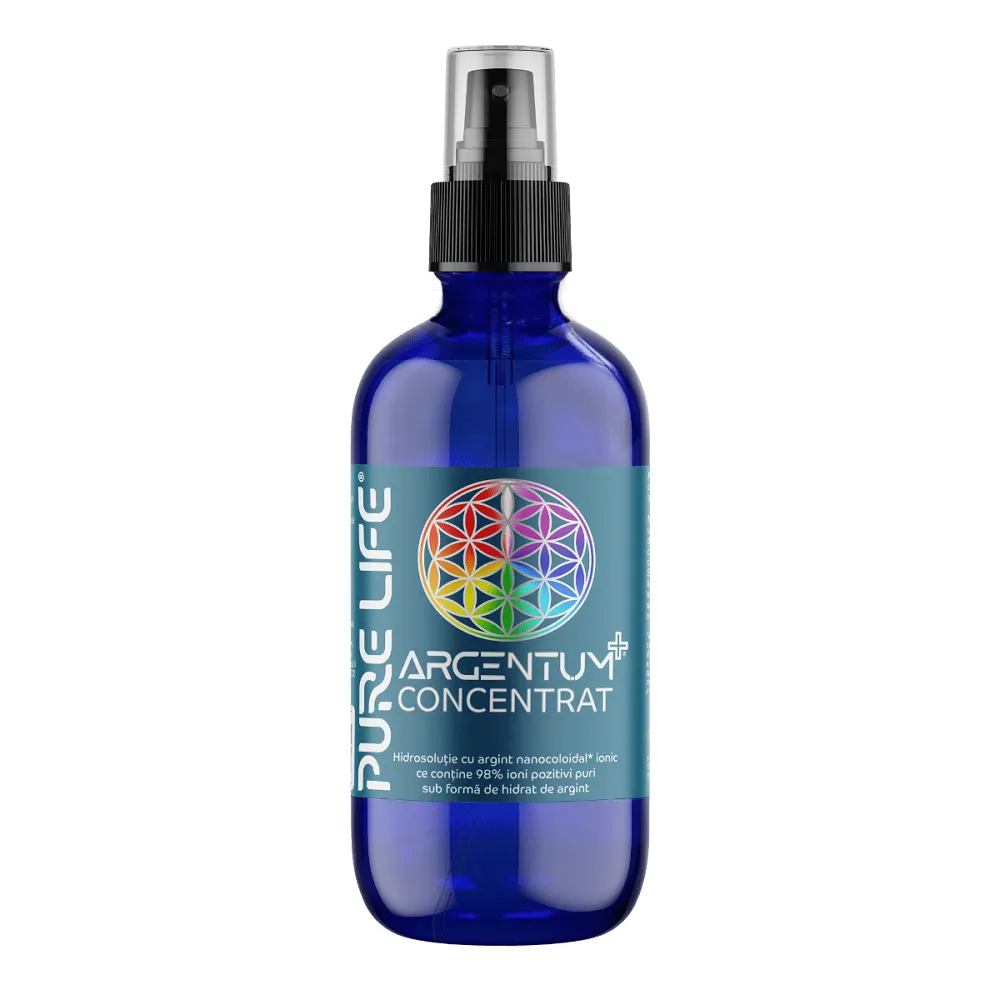 Argint nanocoloidal Argentum+ Concentrat, 35 ppm, 120 ml, Pure Life