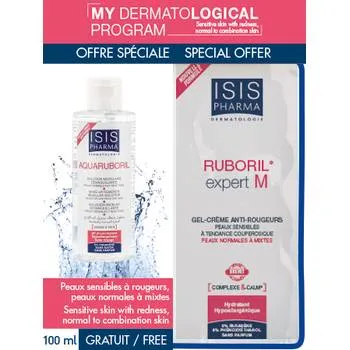 Crema-gel Ruboril Expert M 40ml + Solutie micelara Aquaruboril 100ml, Isis Pharma
