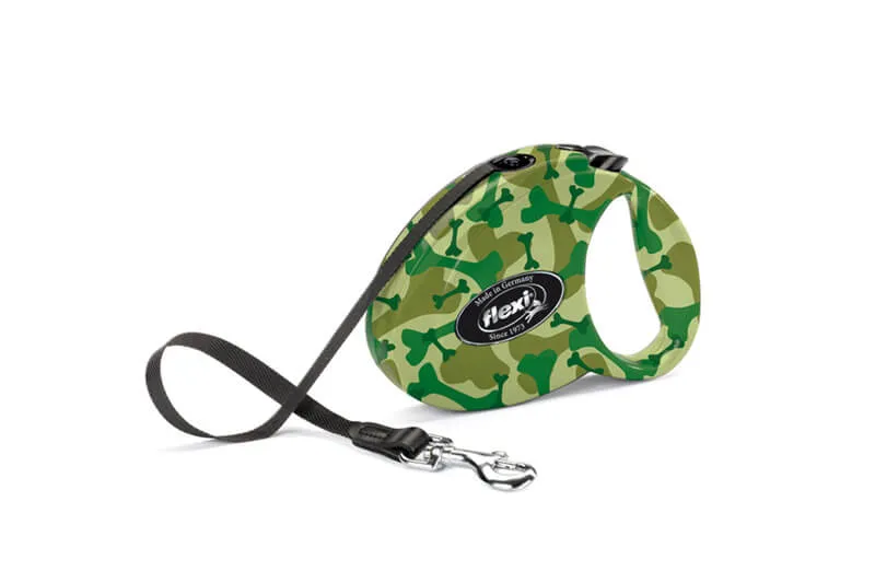 Lesa retractabila Flexi - cu banda - camuflaj - Mar. M (25Kg)