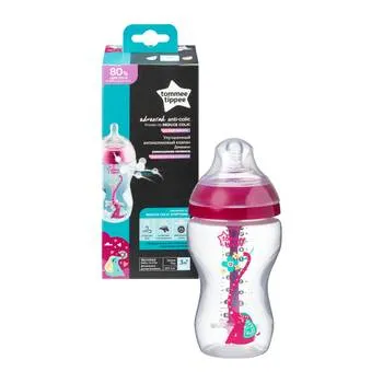 Biberon Advanced cu sistem de ventilatie Roz, 340ml, Tommee Tippee