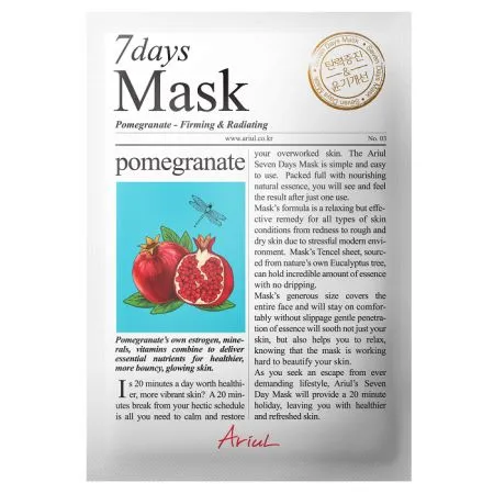 Masca servetel cu rodie 7Days Mask, 20 g, Ariul