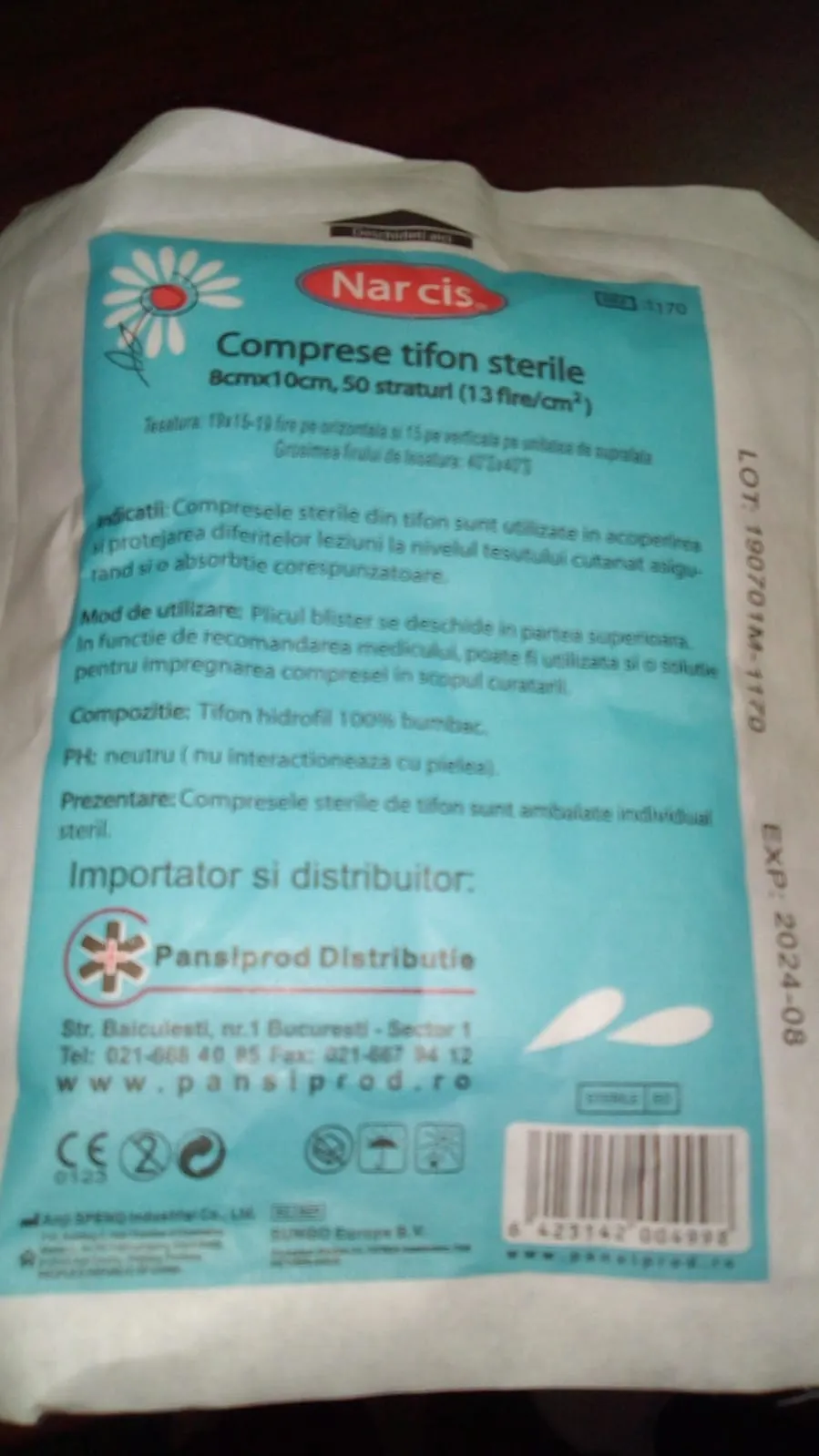 NARCIS COMPRESE STERILE TAIATE 8X10CM 50STRATURI