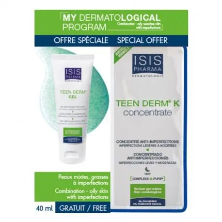 Pachet promo Teen Derm K Concentrate, 30ml&Teen Derm Gel, 40 ml CADOU