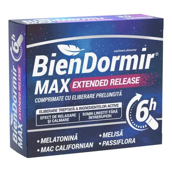 BIEN DORMIR MAX EXTENDED RELEASE 3BLISTERE 10 COMPRIMATE CU ELIBERARE PRELUNGITA