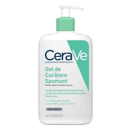 CeraVe Gel de curatare spumant, piele normal-grasa, 473 ml