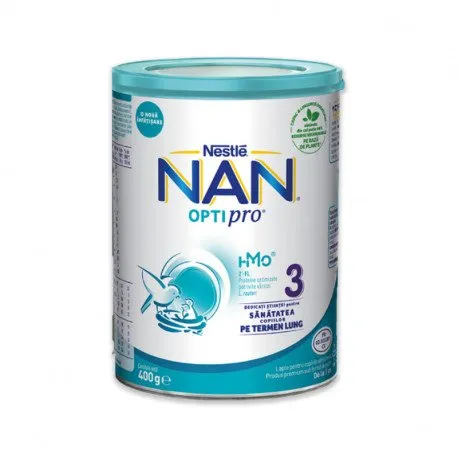 Lapte pentru copii de varsta mica Nestlé NAN OPTIPRO 3 HM-O, intre 1-2 ani, 400g