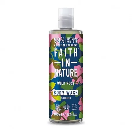 Faith in Nature Gel de dus natural, hidratant cu trandafir salbatic, 400 ml