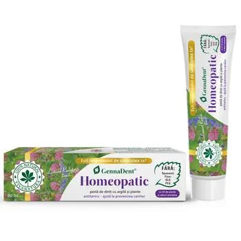 Pasta de dinti GennaDent Homeopatic, 80ml, VivaNatura