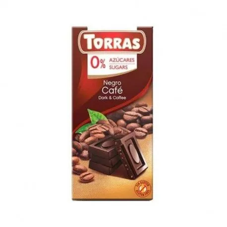 TORRAS Ciocolata neagra cu cafea fara zahar si gluten, 75g
