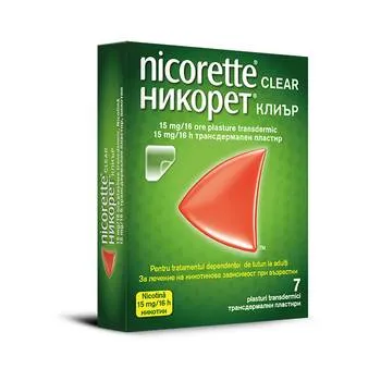 Nicorette® Clear 15mg/16h plasture transdermic, 7 plasturi, Johnson&Johnson