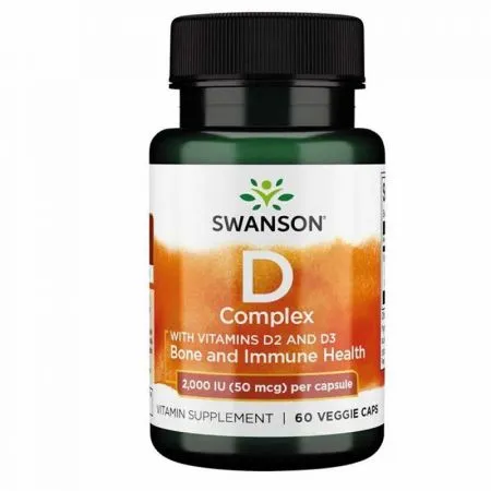Complex Vitamina D2+D3, 60 capsule, Swanson Health USA