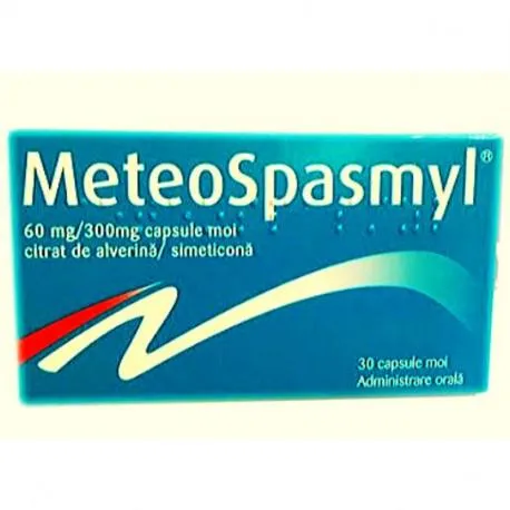 Meteospasmyl 60 mg /300 mg, 30 capsule moi, simptome gastrice