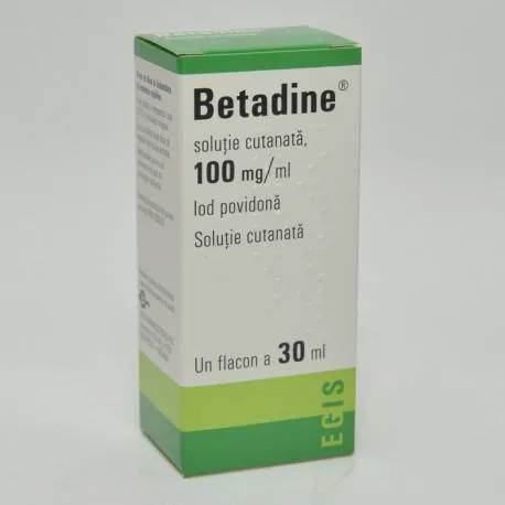 Betadine solutie externa 10%, 30 ml, dezinfectant rani