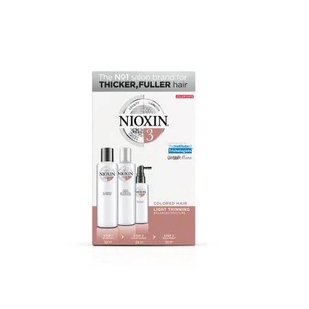 Kit complet anticadere normala a parului vopsit, Sampon 150 ml + Balsam 150 ml + Tratament 50 ml, System 3, Nioxin