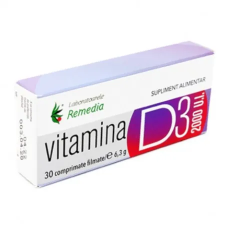 Vitamina D3 2000UI, 30 comprimate filmate