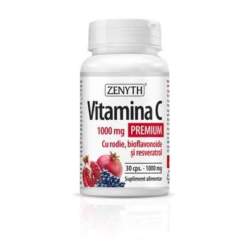 Vitamina C Premium cu rodie bioflavonoide si resveratrol, 30 capsule, Zenyth