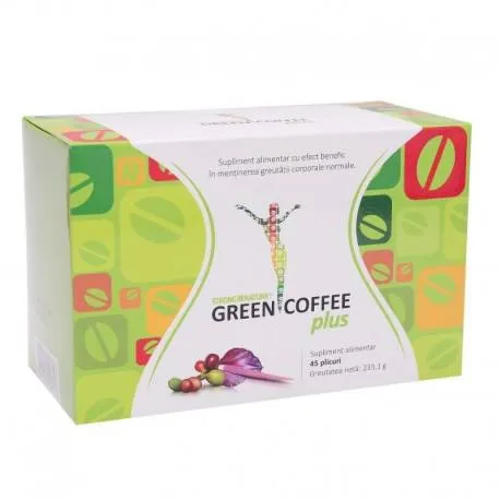 Green Coffee plus, 45 plicuri - extract standardizat de boabe de cafea verde