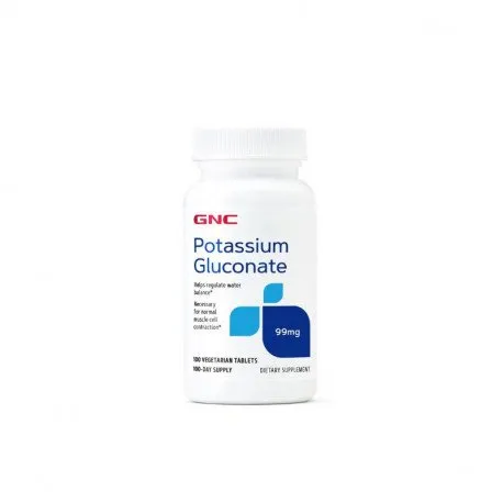 GNC Potassium Gluconate 99 mg, Gluconat de Potasiu, 100 tablete