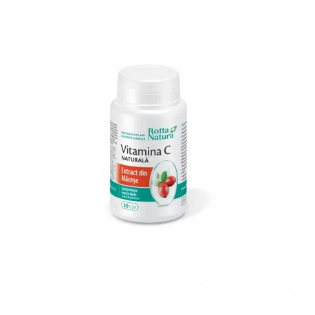 Vitamina C naturala extract din macese, 30 cprimate masticabile
