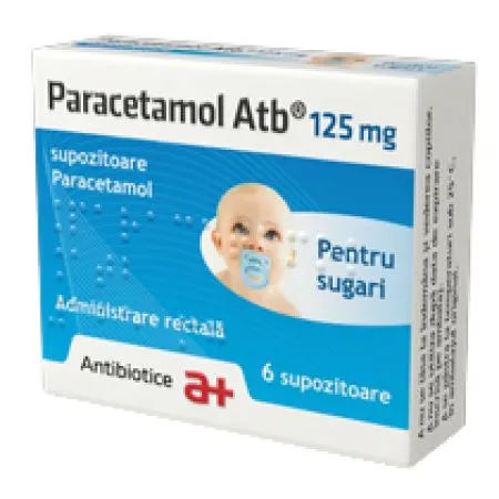 Paracetamol Atb, 125 mg, 6 supozitoare, Antibiotice SA