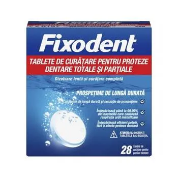 Tablete de curatare pentru proteze dentare, 28 tablete, Fixodent