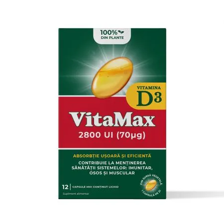 Vitamax Vitamina D3, 12 capsule, Perrigo