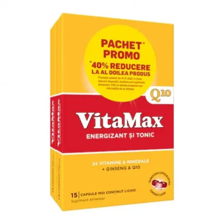 Vitamax Q10, 15 capsule 1+1 cu 40% reducere