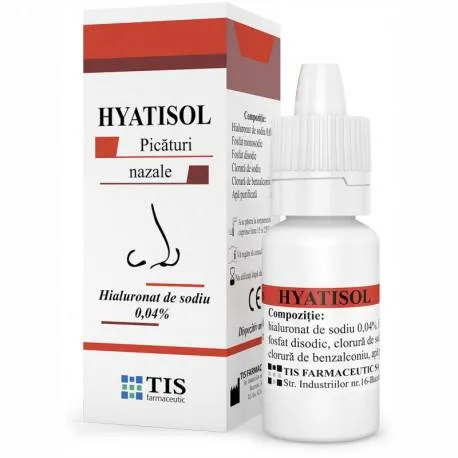 TIS Hyatisol, 10 ml umectant al mucoasei nazale