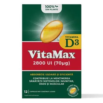 Vitamina D3, 12 capsule moi, Vitamax
