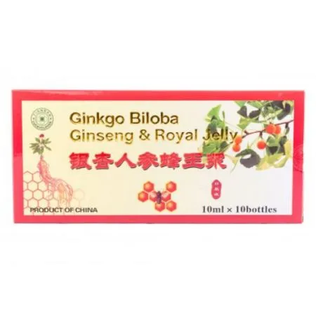 Ginkgo Biloba, Ginseng si Royal Jelly 10 ml, 10 fiole, Sanye