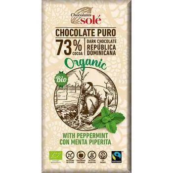 Ciocolata neagra cu 73% cacao si menta Bio, 100g, Chocolates Sole