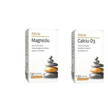 Pachet Calciu D3 30 comprimate + Magneziu formule citrat 30 comprimate, Alevia