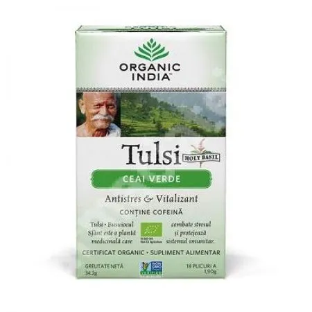 Tulsi Ceai Verde Bio, 18 plicuri, Organic India