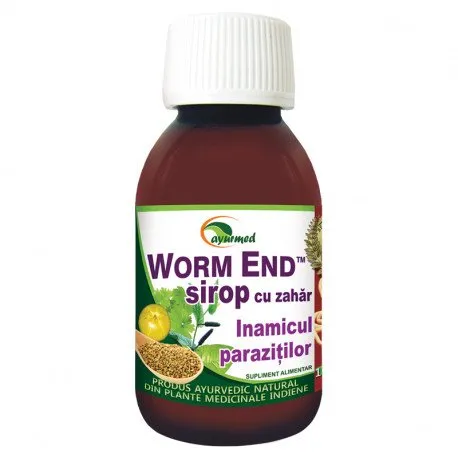 Worm End Sirop care ajuta la eliminarea parazitilor din tubul digestiv, 100 ml