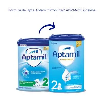 Lapte praf Aptamil NUTRI-BIOTIK 2 pentru 6-12 luni, 800g, Nutricia