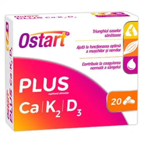 Ostart Plus Ca+K2+D3, 20 comprimate filmate