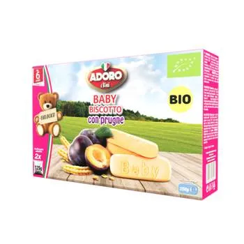 Biscuiti cu prune Bio 6 luni+, 2 x 125g, Adoro Bimbi