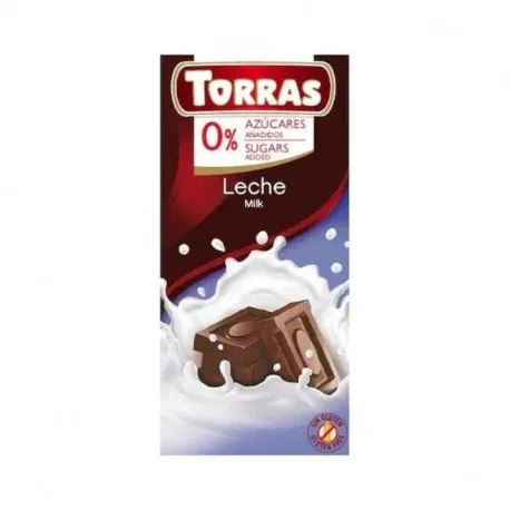 TORRAS Ciocolata cu lapte fara zahar si fara gluten, 75g