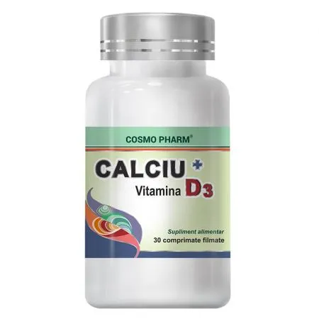 Calciu+Vitamina D3, 30 comprimate filmate, Cosmopharm