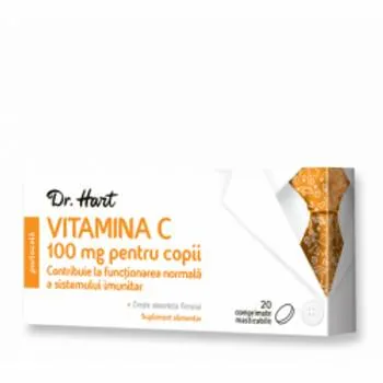 Dr.Hart Vitamina C 100mg pentru copii cu gust de portocala, 20 comprimate masticabile