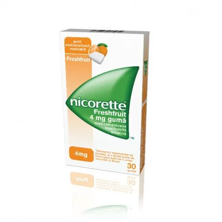 Nicorette Freshfruit 4 mg, 30 gume medicamentoase masticabile