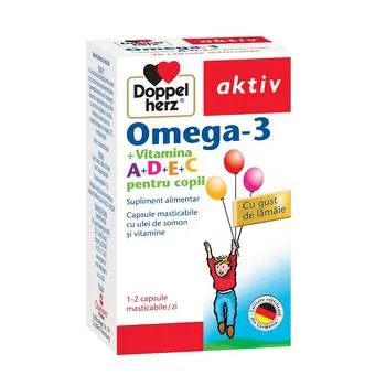 Omega 3 + Vitamina A + D + E + C pentru copii, 30 capsule, Doppelherz