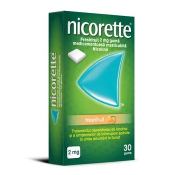 Nicorette® Freshfruit 2mg guma medicamentoasa masticabila, 30 bucati, Johnson&Johnson