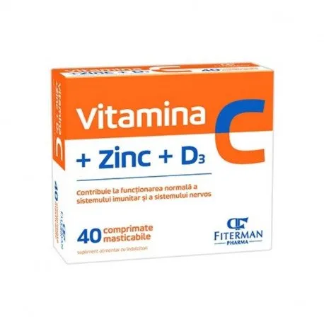 Vitamina C + Zinc + D3, 40 comprimate
