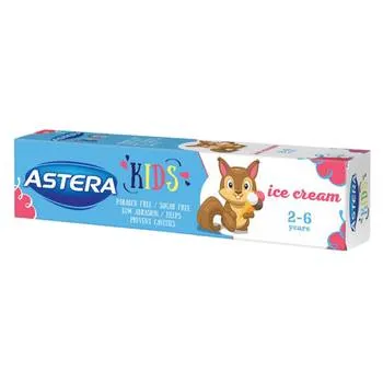 Pasta de dinti pentru copii cu aroma de inghetata 2-6 ani, 50ml, Astera