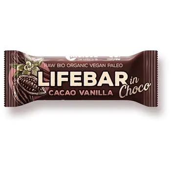 Baton cu cacao si vanilie in ciocolata raw Lifebar Bio, 40g, Lifefood