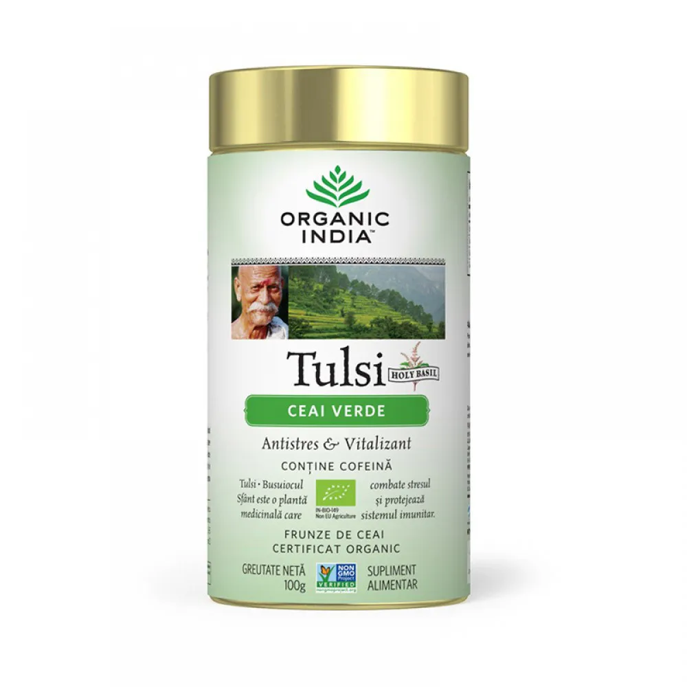 Ceai Tulsi Ceai Verde (100 grame), Organic India