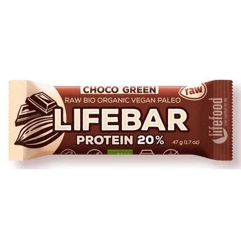 Baton cu ciocolata si proteine raw Lifebar Bio, 47g, Lifefood