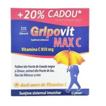 Gripovit Max C, 12 plicuri x 9g, Zdrovit
