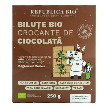 Bilute crocante de ciocolata fara gluten, 250g, Republica Bio